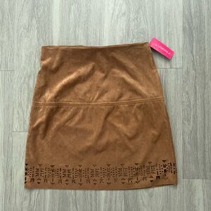 Xhilaration Faux Suede Mini Skirt Brown Size Small Hem Boho Western NWT